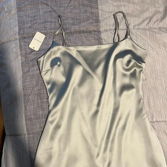 Abercrombie & Fitch Satin Stretch Column Midi Slip Dress Grey M - Picture 9 of 11